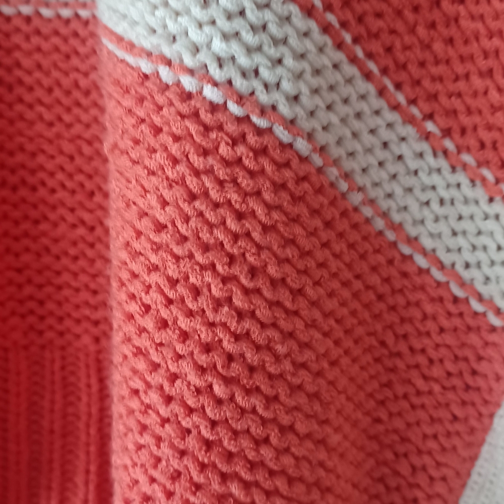 Wishlist Coral and Cream Striped Poncho Sweater - Picture 5 of 8